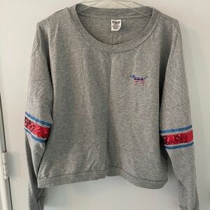 PINK Victoria’s Secret 4th of July long sleeve cropped  size large